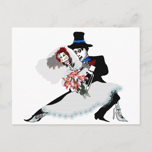 'Til Death Do us us Part - Day of the Dead wedding Postkarte (Vorderseite)