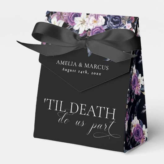 "Til Death Do us us Part Lila & Black Wedding Geschenkschachtel (Vorderseite)
