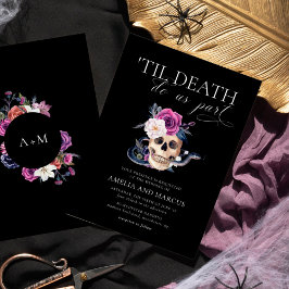 "Til Death Do us us Part Lila & Black Wedding Invi Einladung