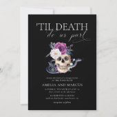 "Til Death Do us us Part Lila & Black Wedding Invi Einladung (Vorderseite)