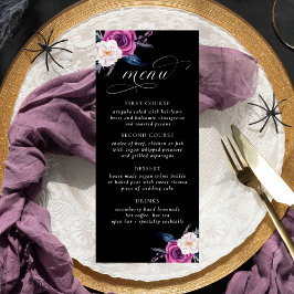 "Til Death Do us us Part Lila & Black Wedding Menu Werbekarte