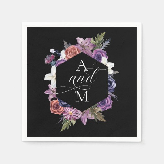 "Til Death Do us us Part Lila & Black Wedding Serviette (Vorderseite)