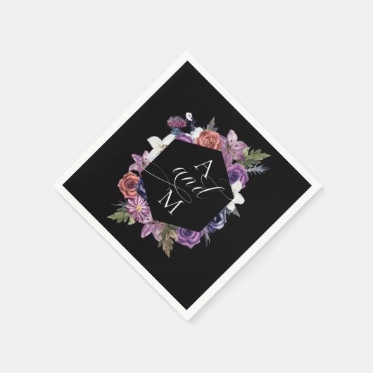 "Til Death Do us us Part Lila & Black Wedding Serviette (Ecke)