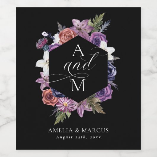 "Til Death Do us us Part Lila & Black Wedding Weinetikett (Einzelnes Label)