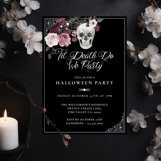Til Death Do We Party Gothic Skull Halloween Einladung