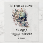 Til Death Floral Skull Gothic-Brautparty Weinetikett (Einzelnes Label)