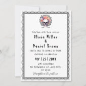 Til Death Gothic Floral halloween Skeleton Wedding Einladung (Vorderseite)