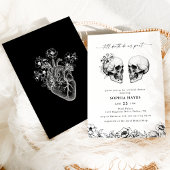 Til Death Gothic Floral Skull Black Brautparty Einladung