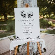 Til Death Gothic Floral Skull Black Wedding Sign
