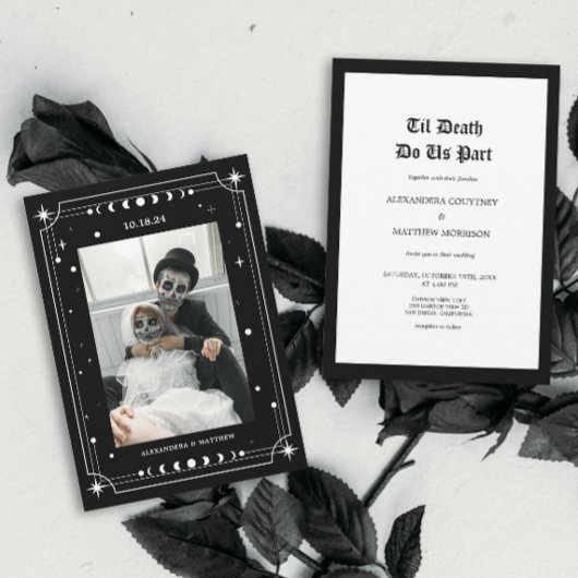Til Death Gothic Foto Halloween Hochzeit Einladung
