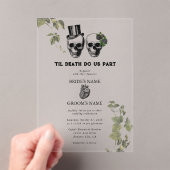 Til Death Gothic Heart Floral Skulls Wedding Acryleinladungen (Insitu (Handheld))
