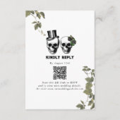 Til Death Gothic Heart Floral Skulls Wedding Begleitkarte (Vorderseite)