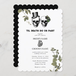 Til Death Gothic Heart Floral Skulls Wedding Einladung