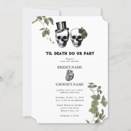 Til Death Gothic Heart Floral Skulls Wedding Einladung