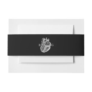 Til Death Gothic Heart Floral Skulls Wedding Einladungsbanderole
