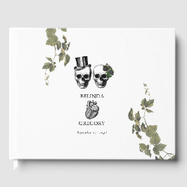 Til Death Gothic Heart Floral Skulls Wedding Gästebuch