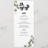 Til Death Gothic Heart Floral Skulls Wedding Menükarte (Vorderseite)
