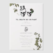 Til Death Gothic Heart Floral Skulls Wedding Pergament Einladungen (Vorderseite)