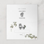 Til Death Gothic Heart Floral Skulls Wedding Platzkarte (Außenseite Aufgefaltet)