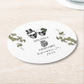 Til Death Gothic Heart Floral Skulls Wedding Runder Pappuntersetzer (Angewinkelt)