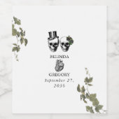 Til Death Gothic Heart Floral Skulls Wedding Weinetikett (Einzelnes Label)