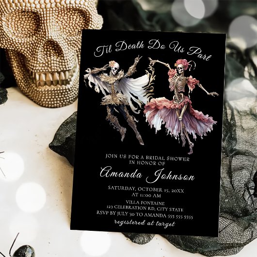Til Death Gothic Skeleton Halloween Brautparty Einladung