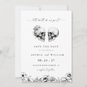 Til Death Gothic Skull Floral Foto Hochzeit Save The Date (Vorderseite)