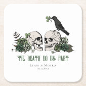 Til Death Gothic St Patricks Day Floral Skull Rechteckiger Pappuntersetzer (Vorderseite)