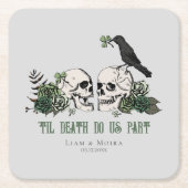 Til Death Gothic St Patricks Day Floral Skull Rechteckiger Pappuntersetzer (Vorderseite)
