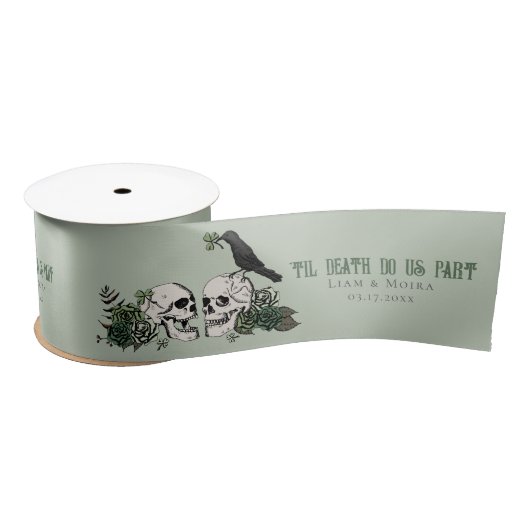 Til Death Gothic St Patricks Day Floral Skull Satinband (Spule)