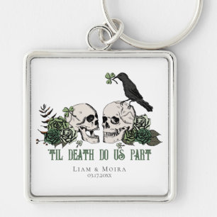 Til Death Gothic St Patricks Day Floral Skull Schlüsselanhänger