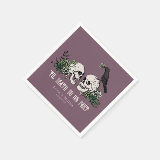 Til Death Gothic St Patricks Day Floral Skull Serviette (Ecke)