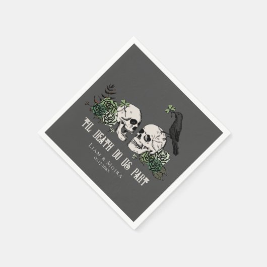 Til Death Gothic St Patricks Day Floral Skull Serviette (Ecke)