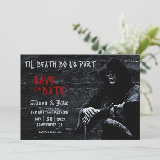 Til Death Gothic Wedding speichern das Datum Save The Date (Stehend Vorderseite)