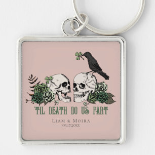 Til Death Gothush Blush Pink Blütenschädel Schlüsselanhänger