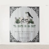 Til Death Green Mr. and Mrs Skulls Green Rose Wandteppich (Vorderseite)