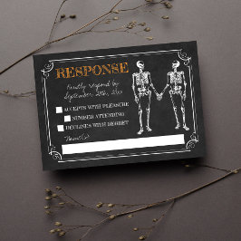 Til Death Halloween Skeleton Orange Black Response RSVP Karte
