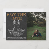 Til Death Halloween Skeleton Orange Save the Date (Vorderseite)