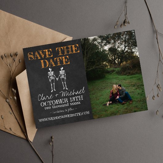 Til Death Halloween Skeleton Orange Save the Date