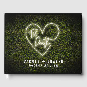 Til Death Heart White Neon Sign Boxwood Wedding Gästebuch
