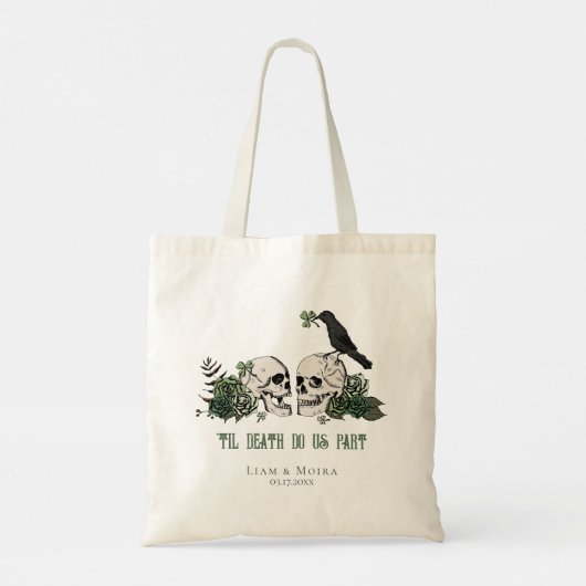 Til Death Ivory Gothic Brautparty Skull & Rose Tragetasche (Rückseite)