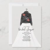 Til Death Leather Jacket Wedding Dress Bridal Einladung (Vorderseite)