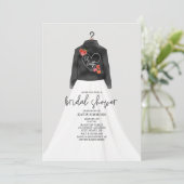 Til Death Leather Jacket Wedding Dress Bridal Einladung (Stehend Vorderseite)
