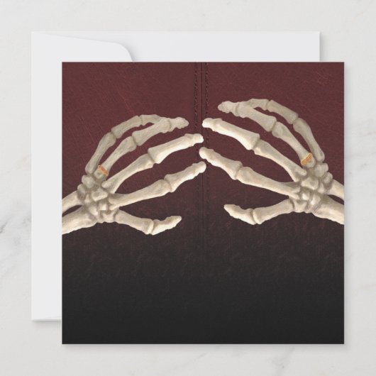 Til Death Maroon Skeleton Gold Wedding Einladung (Rückseite)