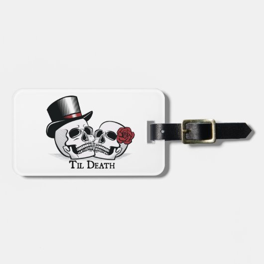 Til Death Mr. und Mrs. Wedding Skulls Gepäckanhänger (Vorderseite horizontal)