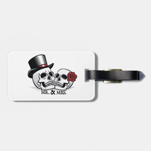 Til Death Mr. und Mrs. Wedding Skulls Gepäckanhänger (Rückseite horizontal)