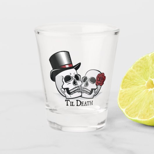 Til Death Mr. und Mrs. Wedding Skulls Schnapsglas (Vorderseite)