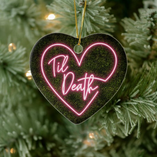 Til Death Neon Erstes Weihnachten Verheiratet Verl Keramik Ornament (Baum)