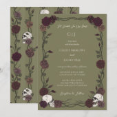 Til Death Olive Green Gothic Rose Wedding Einladung (Vorne/Hinten)