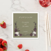 Til Death Olive Green Gothic Skull & Rose Wedding Serviette (Beispiel)